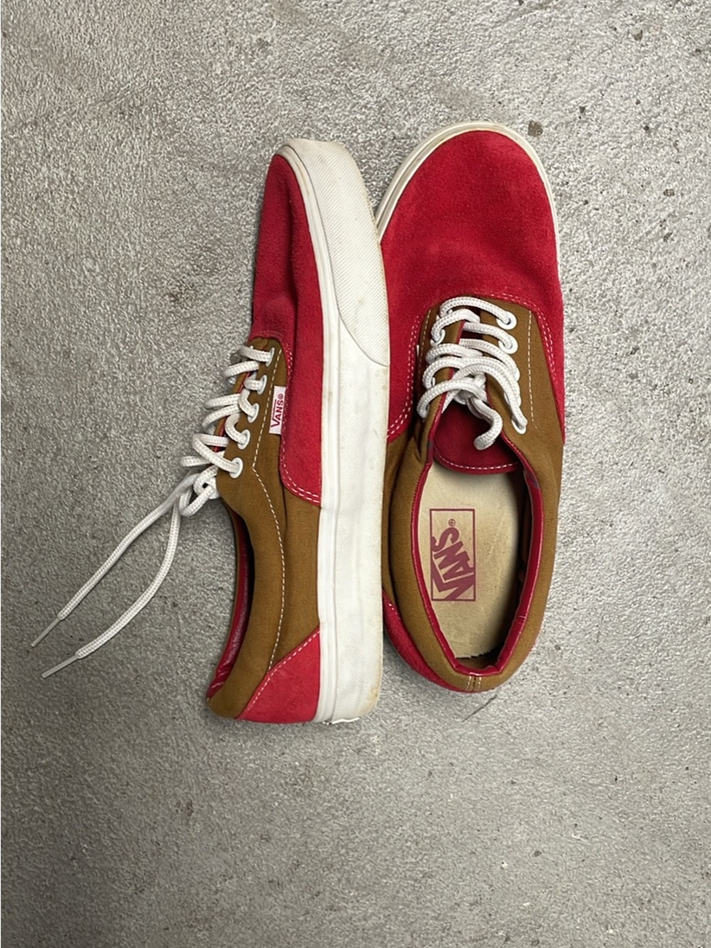 Vans Men's Low Top Sneaker in Red and Brown